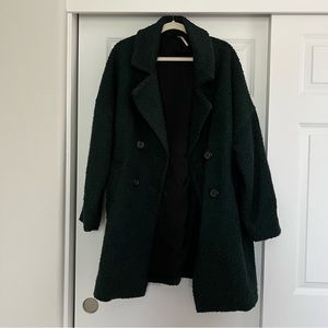 FREE PEOPLE Boucle Hunter Green Double Breasted Coat